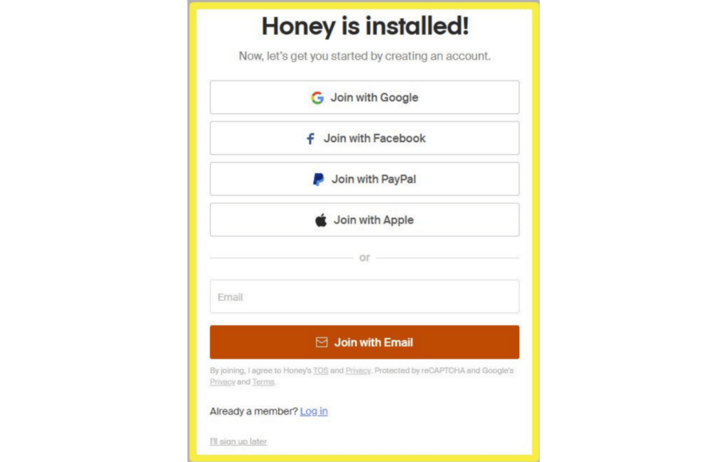 sign up to honey save money with honey