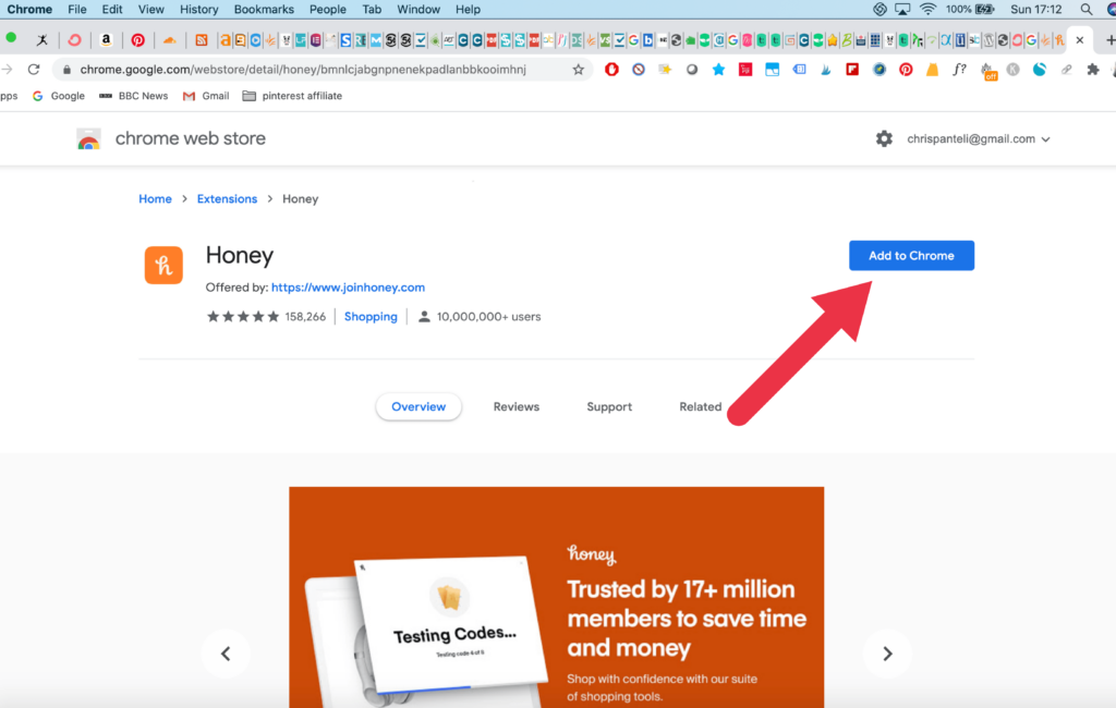 add to chrome save money with honey