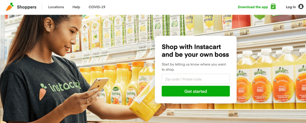 deliver food with Instacart no experience food shopper - perfect for college students