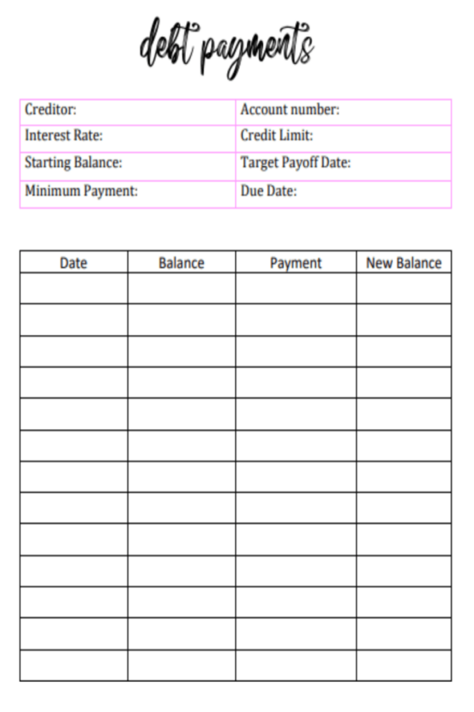 The Remote Mom Free Debt Tracker Printable