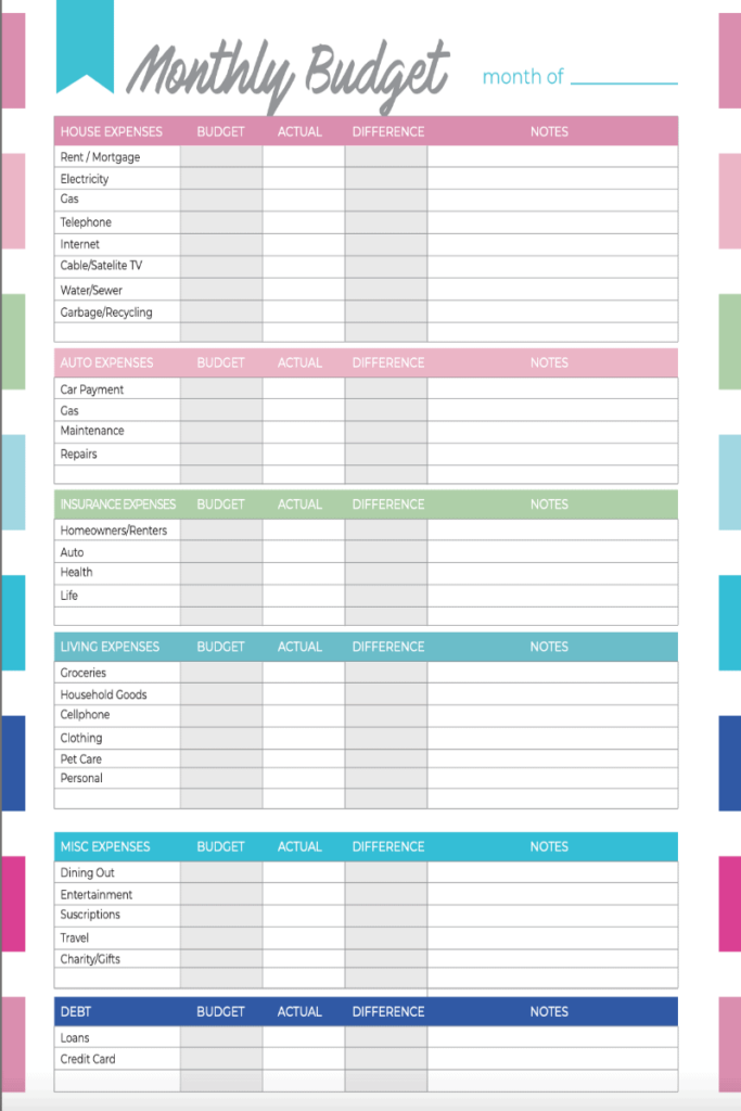 Cara Palmer Monthly Budget Planner