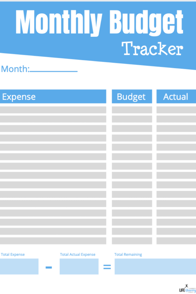 LifeUpswing Monthly Budget Tracker