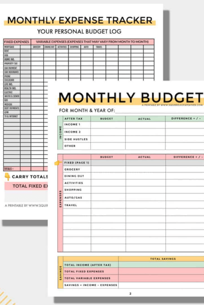 Squirrels Of A Feather Budget Planner
