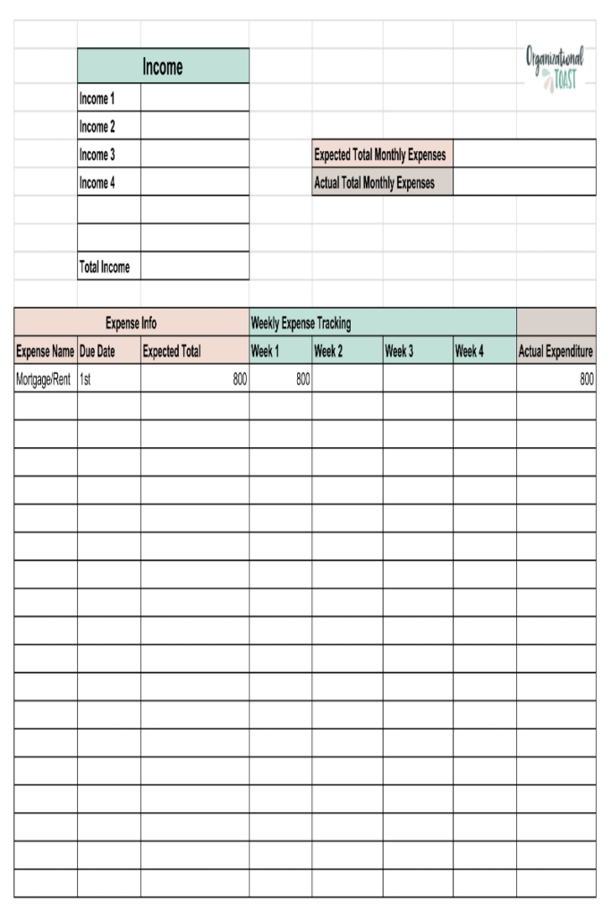 Organizational Toast Spending Log