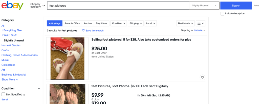 How To Sell Feet Pics On eBay