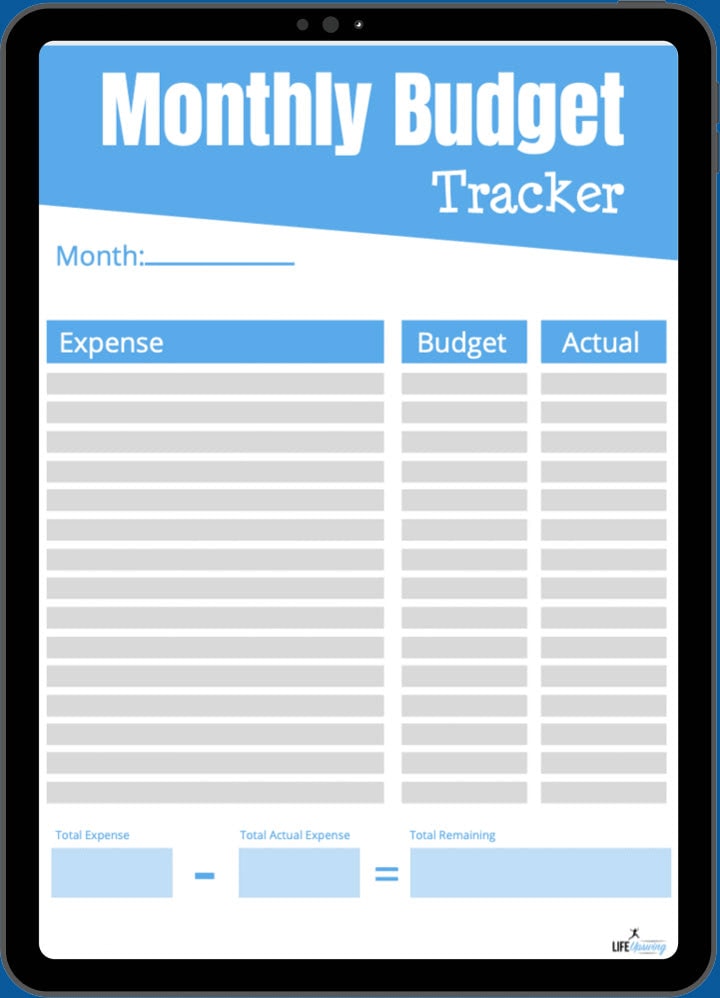 Monthly Budget Tracker sheet