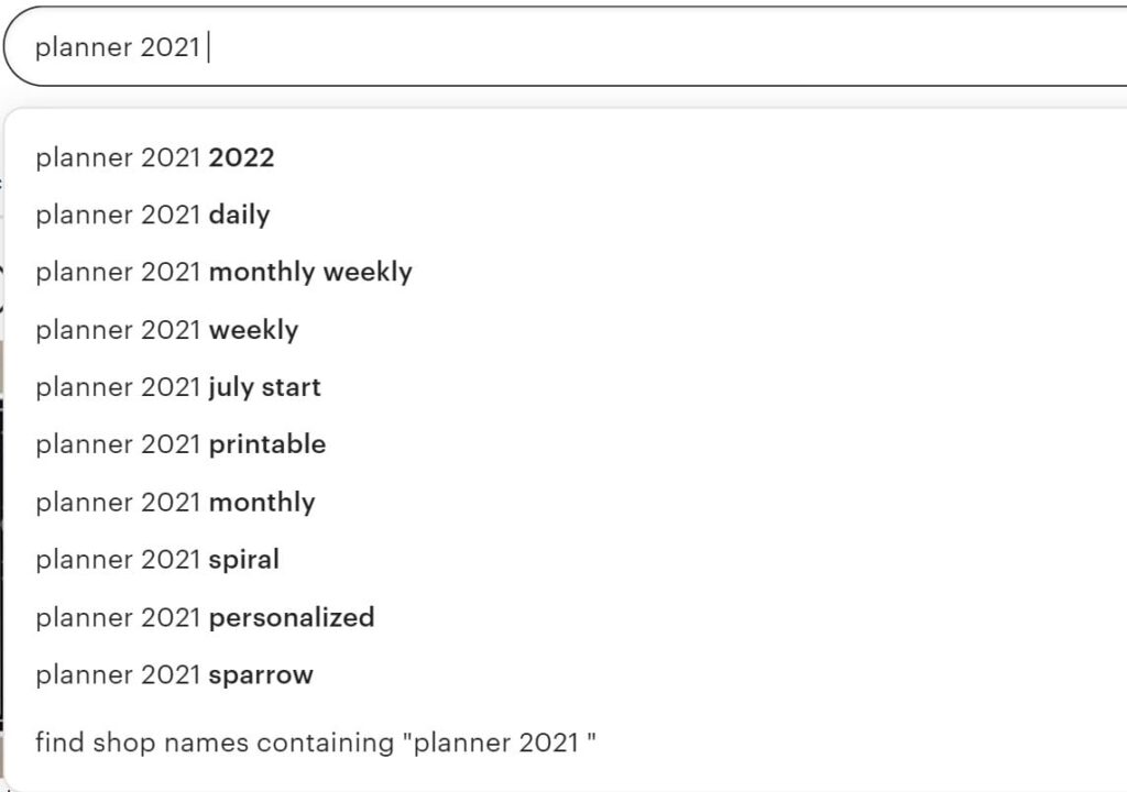 Etsy SEO search bar keyword research