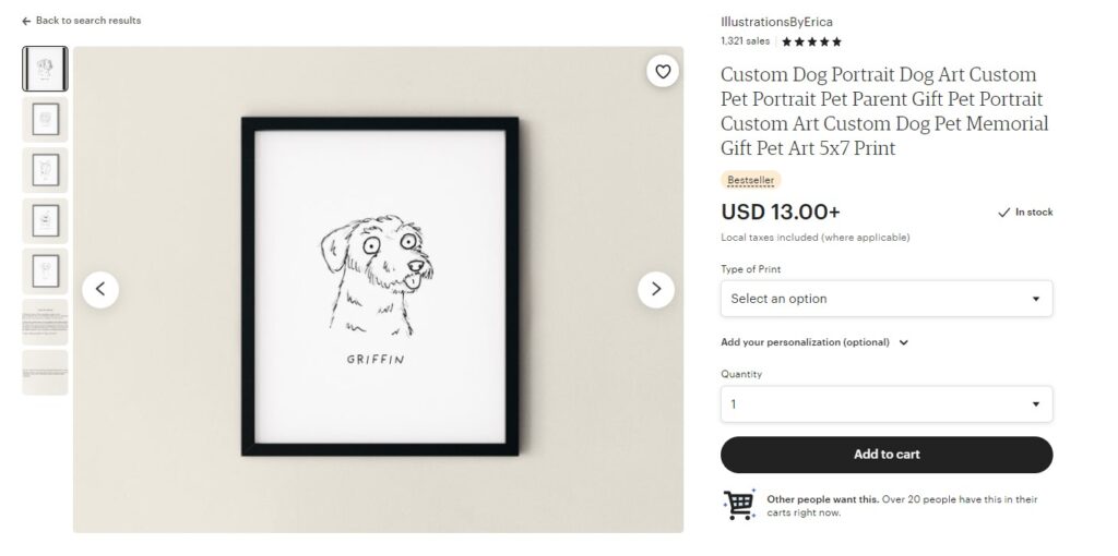 Dog art on Etsy