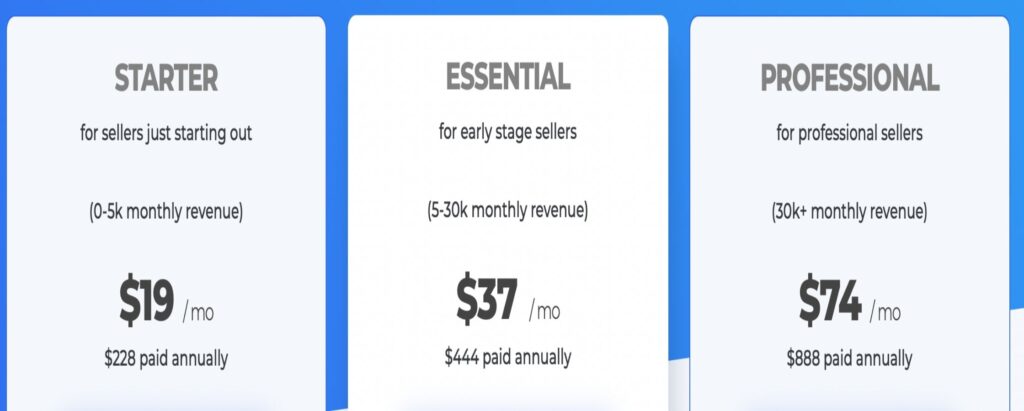 There are three different pricing packages on AmzPromoter: