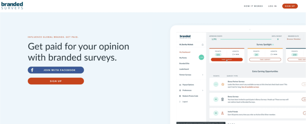 Branded Surveys website screenshot