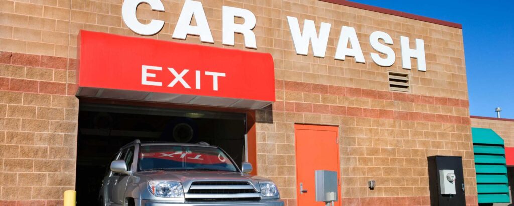 a car exiting a car wash