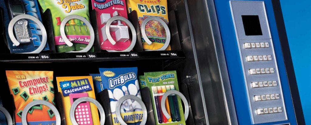 a vending machine with various products
