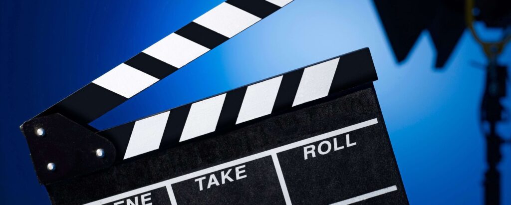 film slate in front of blue background