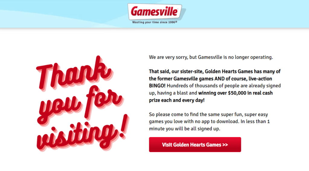 Gamesville website screenshot
