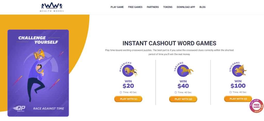 WealthWords review: website screenshot