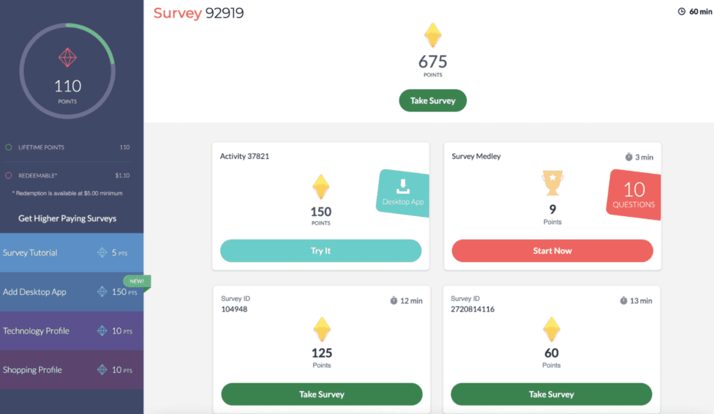 Survey Junkie app screenshot