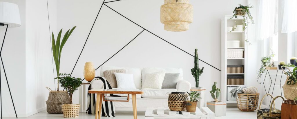 a view of a bright living room with various furniture