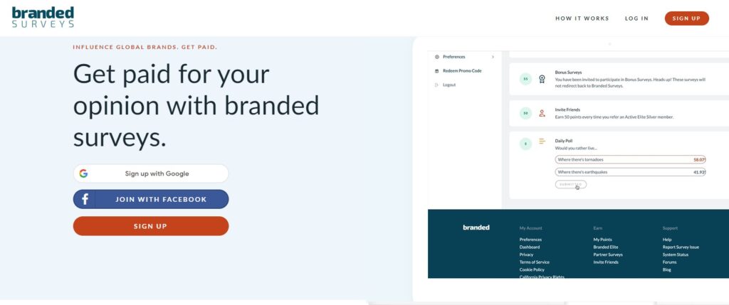 Branded Surveys website homepage