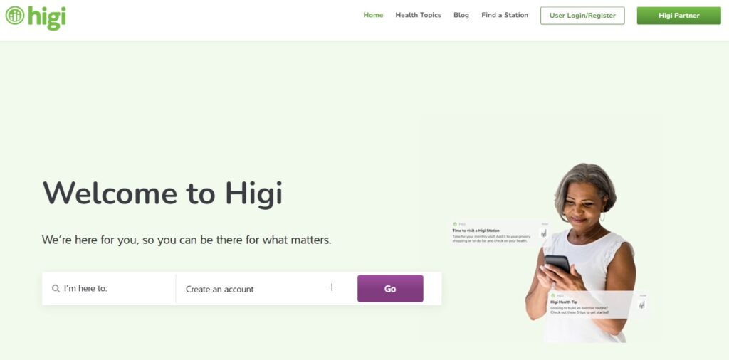 Higi website homepage