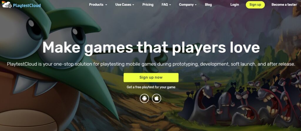 Playtest Cloud Review - a screenshot of the Playtest Cloud website