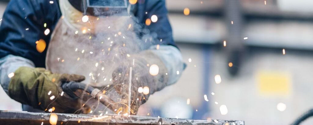 a person welding 