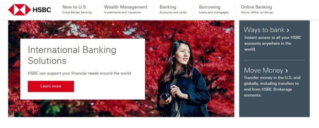 HSBC US homepage