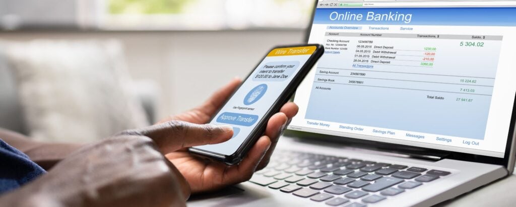 A person using online banking service