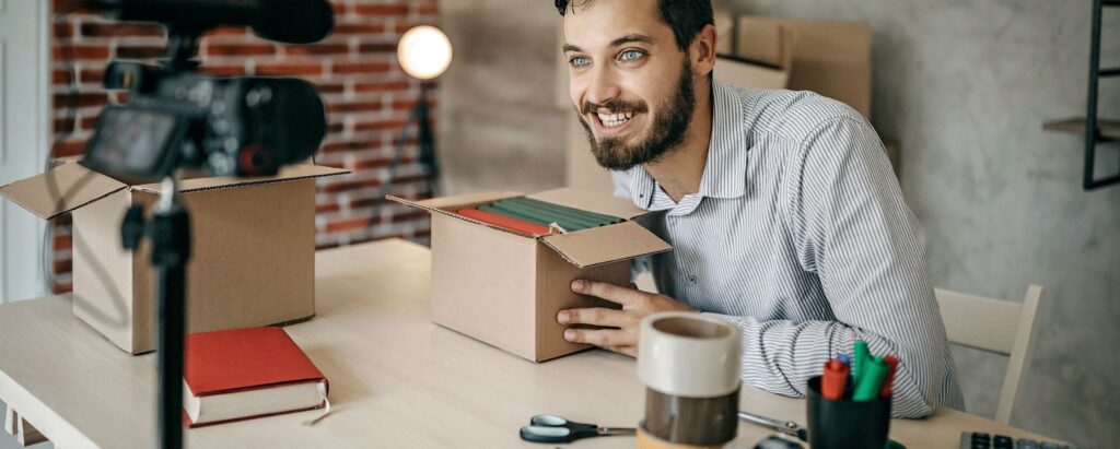 A person selling books online