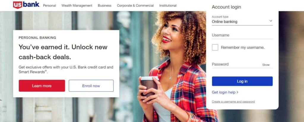 US Bank homepage