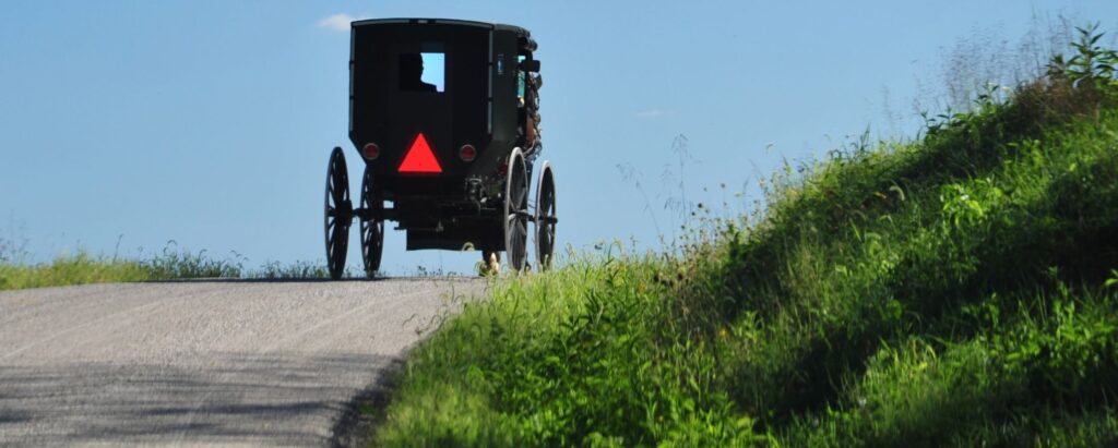 Amish horse carriage on the road