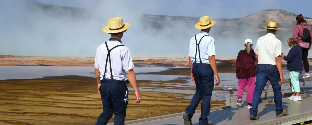 Amish people visiting the national park